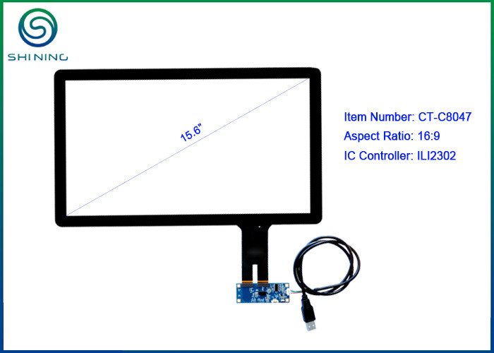 Écran d'écran tactile de ProCap des kiosques 15,6 le » montrent l'interface capacitive d'USB