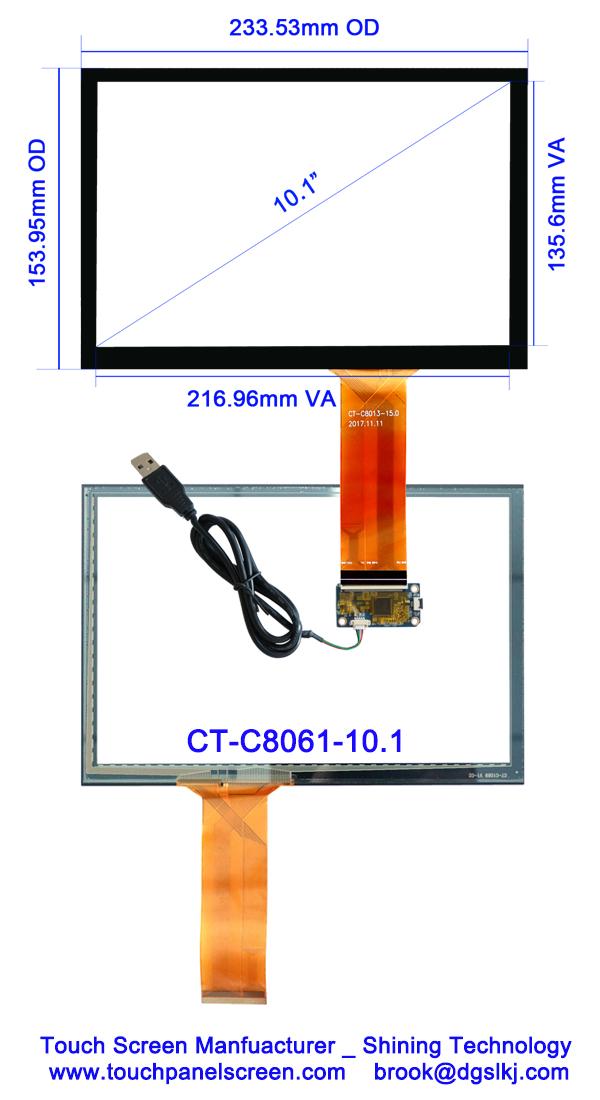 écran tactile capacitif de 10,1 pouces avec l'interface d'USB - CT-C8061